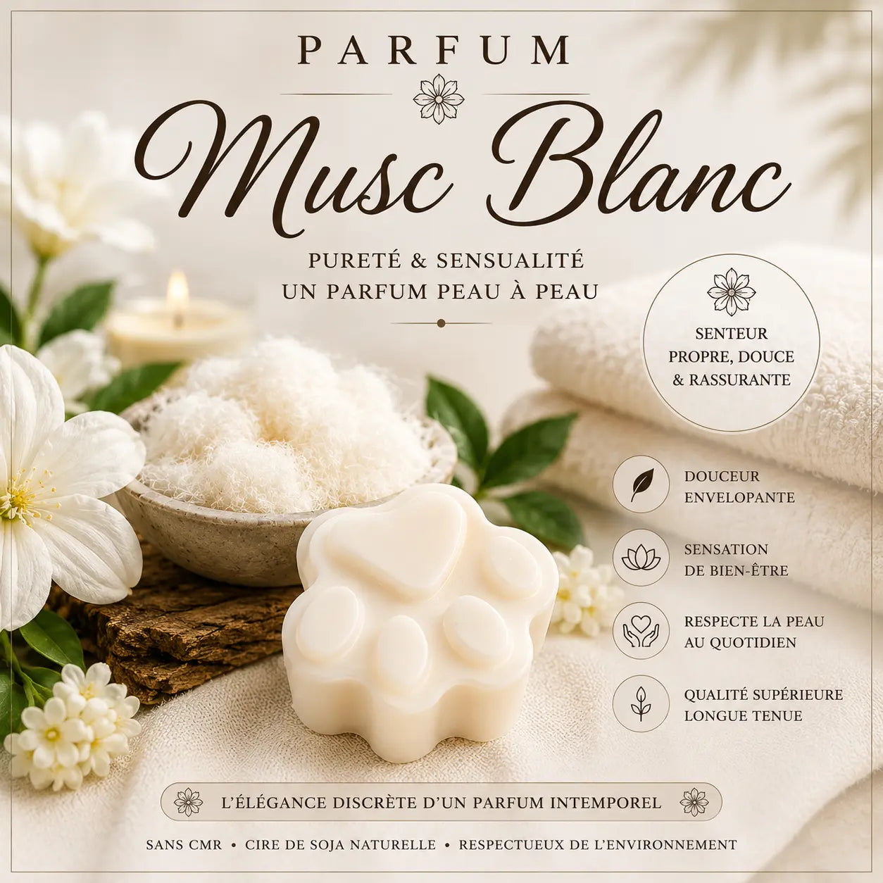 Fondants parfumés Musc Blanc à la cire de soja
