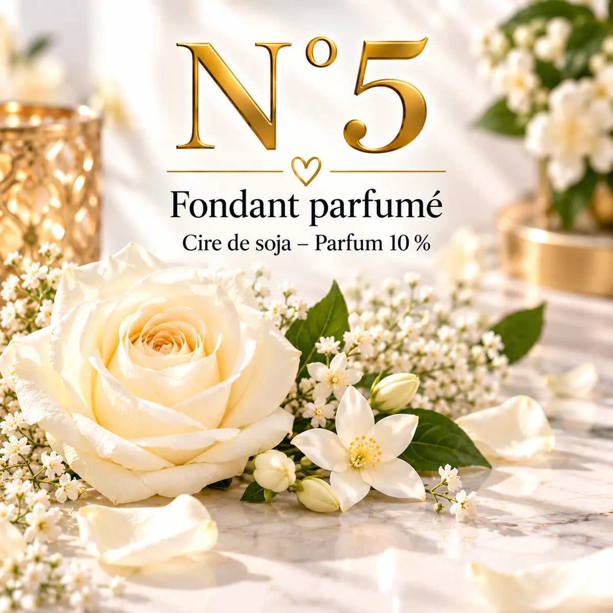 Fondant parfumé N°5 en cire de soja – senteur florale et poudrée aux notes de jasmin, rose, santal, vanille et ambre – La Casa del José