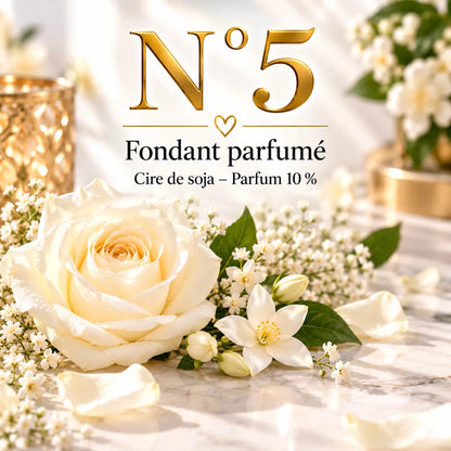 Fondant parfumé N°5 en cire de soja – senteur florale et poudrée aux notes de jasmin, rose, santal, vanille et ambre – La Casa del José