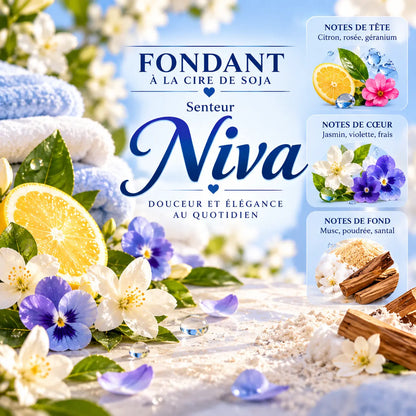 Fondant parfumé Niva en cire de soja – senteur florale et poudrée aux notes de jasmin, violette, musc et santal – La Casa del José
