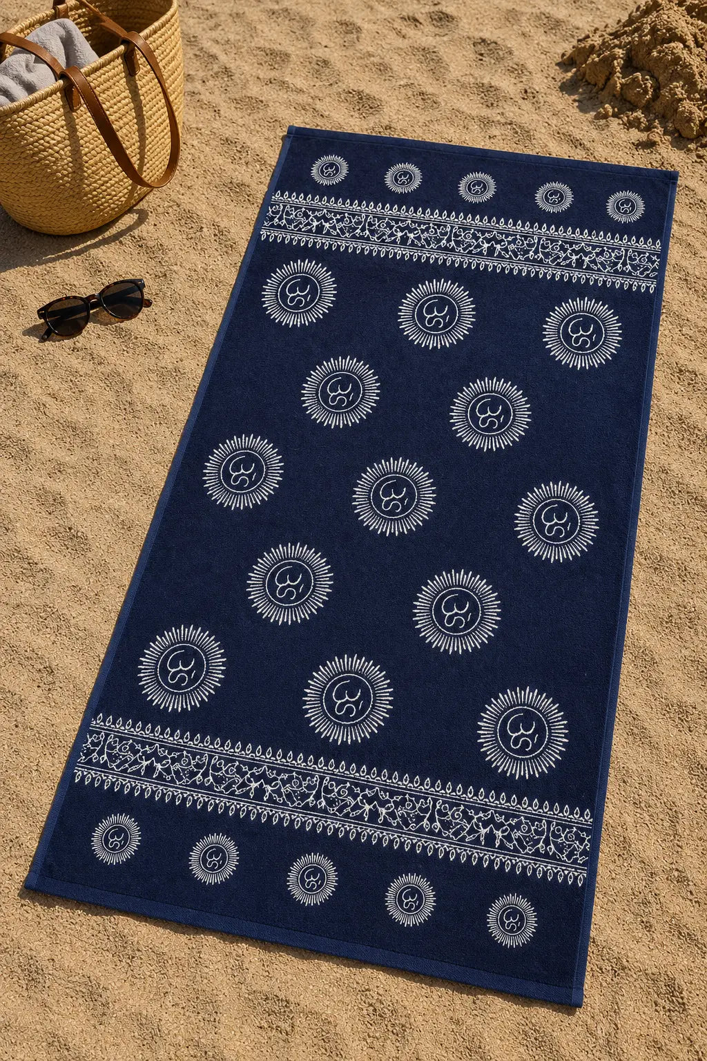 Drap de plage microfibre 90x170 cm éponge ultra-absorbante, fond blanc