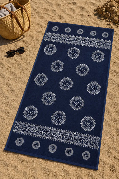 Drap de plage microfibre 90x170 cm éponge ultra-absorbante, fond blanc