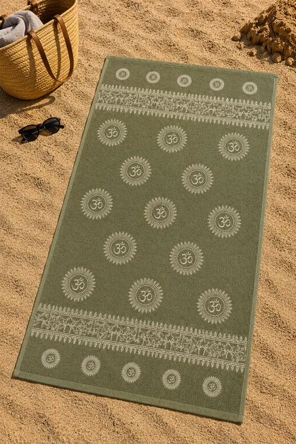 Drap de plage microfibre 90x170 cm éponge ultra-absorbante, fond blanc