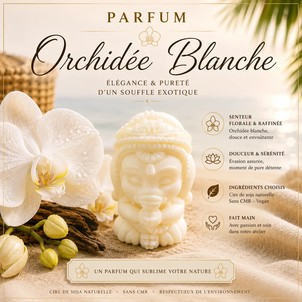 Fondants parfumés Orchidée Blanche à la cire de soja
