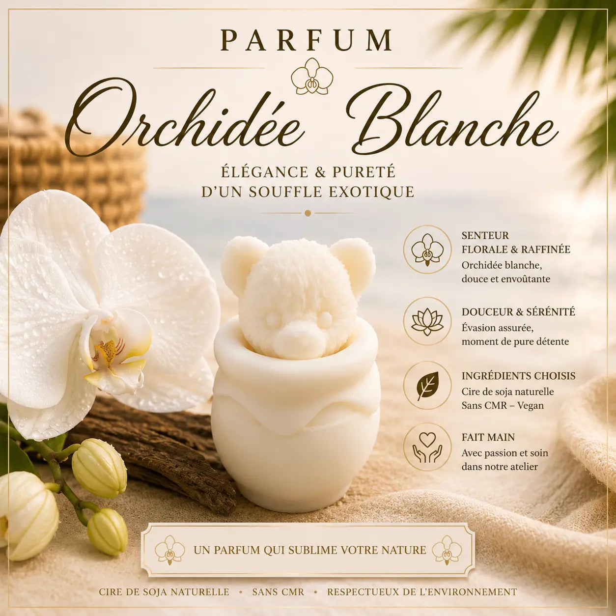 Fondants parfumés Orchidée Blanche à la cire de soja