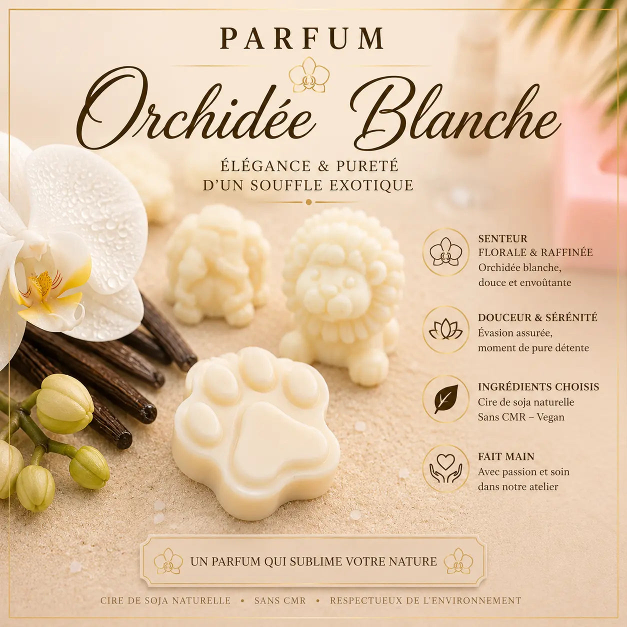 Fondants parfumés Orchidée Blanche à la cire de soja