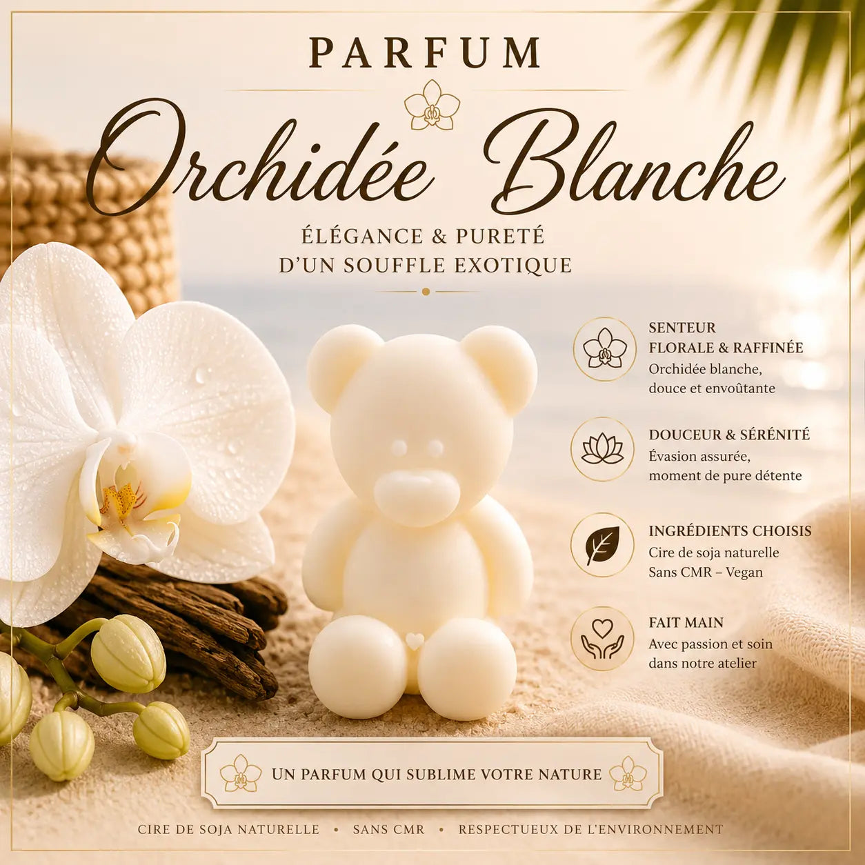 Fondants parfumés Orchidée Blanche à la cire de soja
