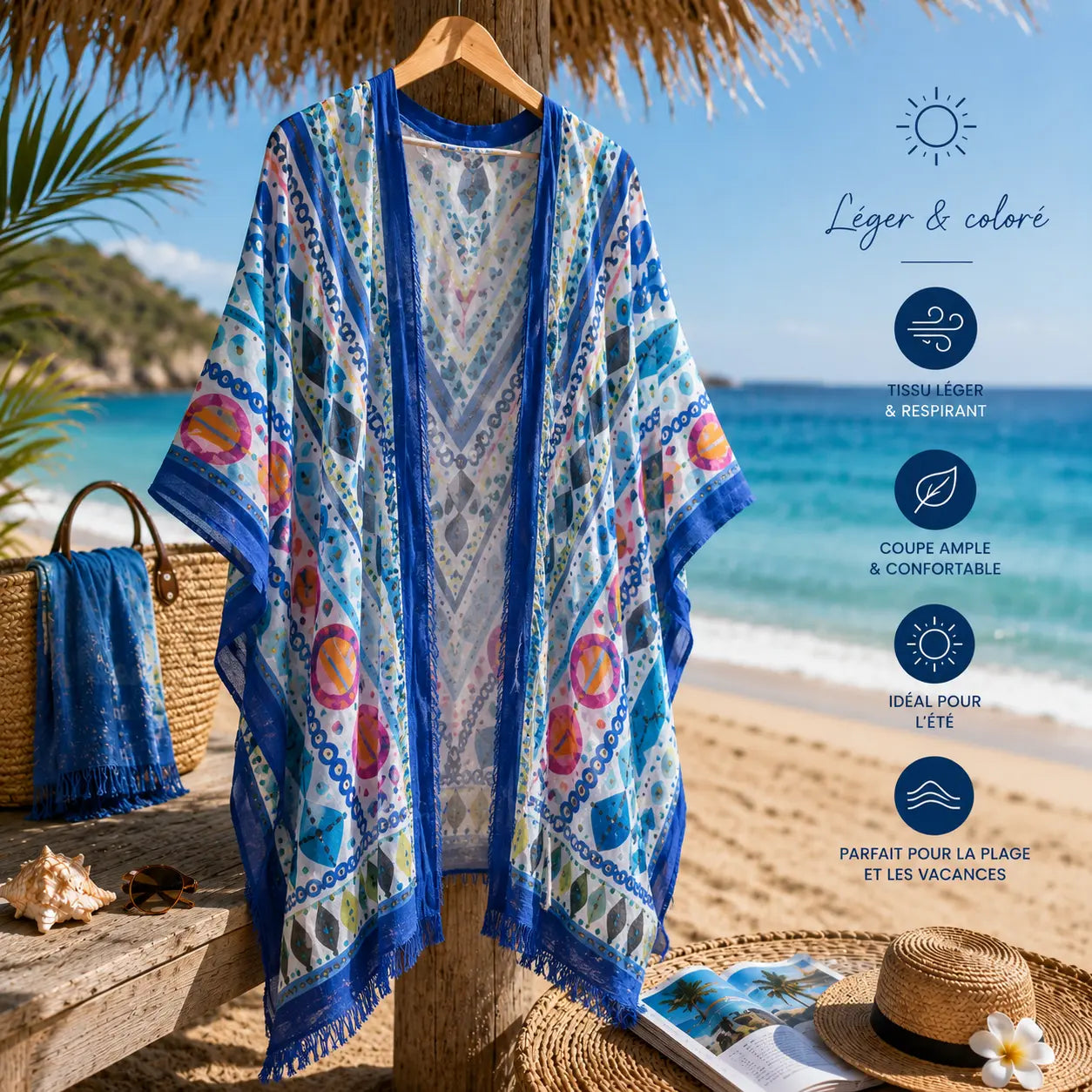 Chemise paréo taille unique pour plage et piscine