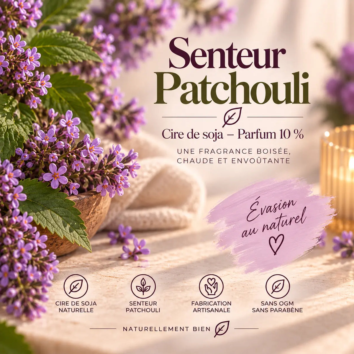 Fondant parfumé Patchouli en cire de soja – senteur boisée, terreuse et ambrée pour brûle-parfum – La Casa del José