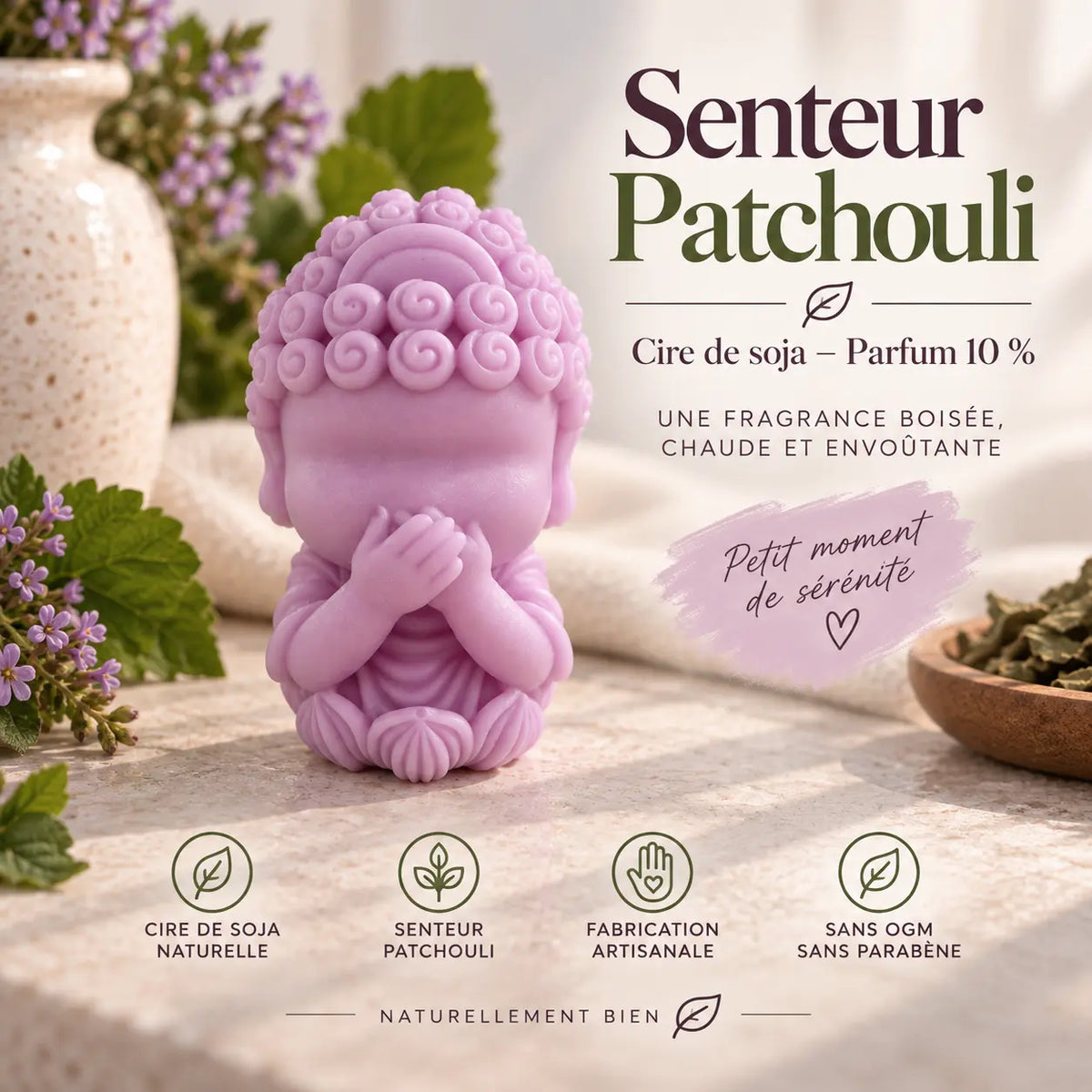 Fondant parfumé Patchouli en cire de soja – senteur boisée, terreuse et ambrée pour brûle-parfum – La Casa del José