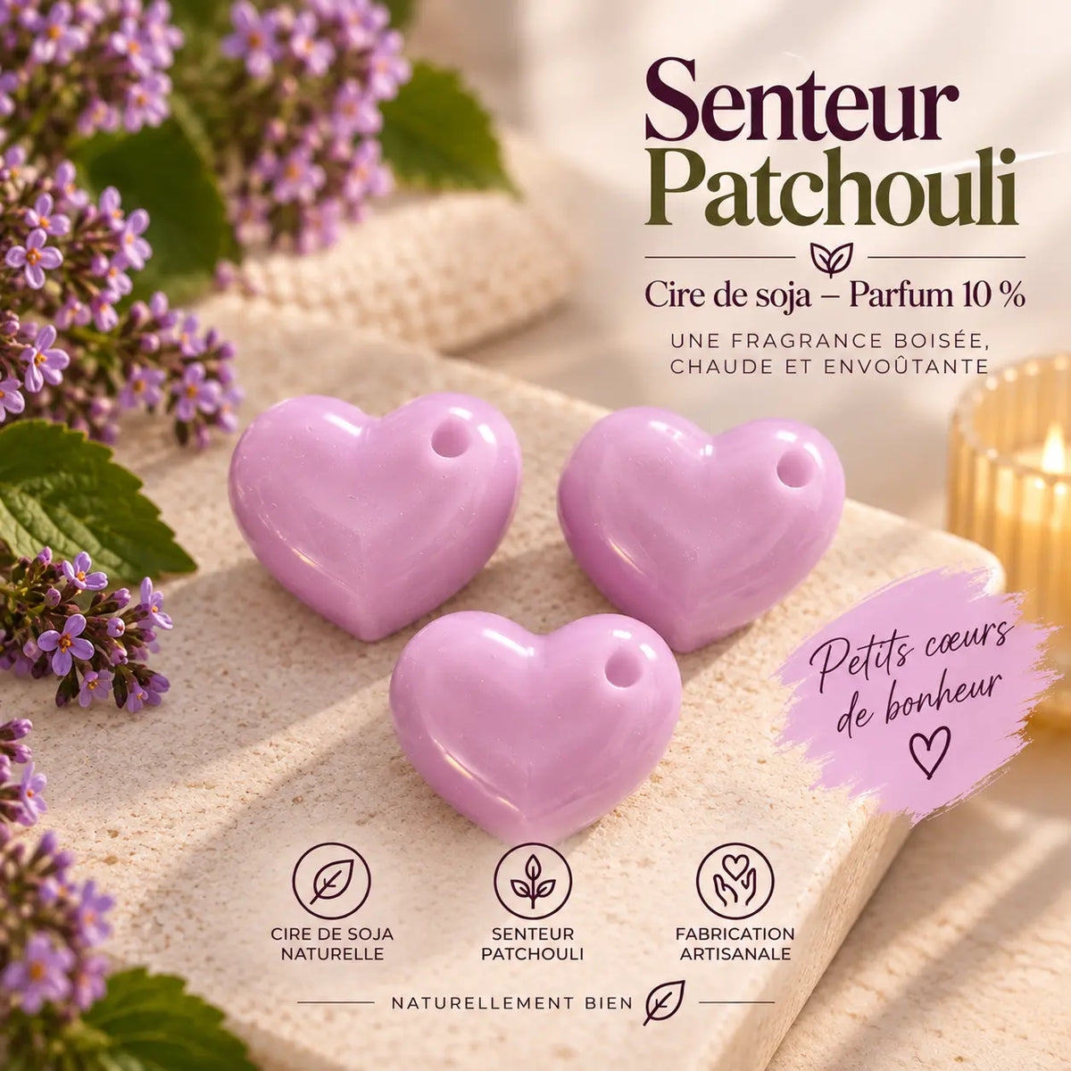 Fondant parfumé Patchouli en cire de soja – senteur boisée, terreuse et ambrée pour brûle-parfum – La Casa del José