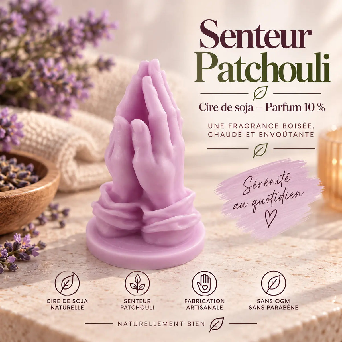 Fondant parfumé Patchouli en cire de soja – senteur boisée, terreuse et ambrée pour brûle-parfum – La Casa del José