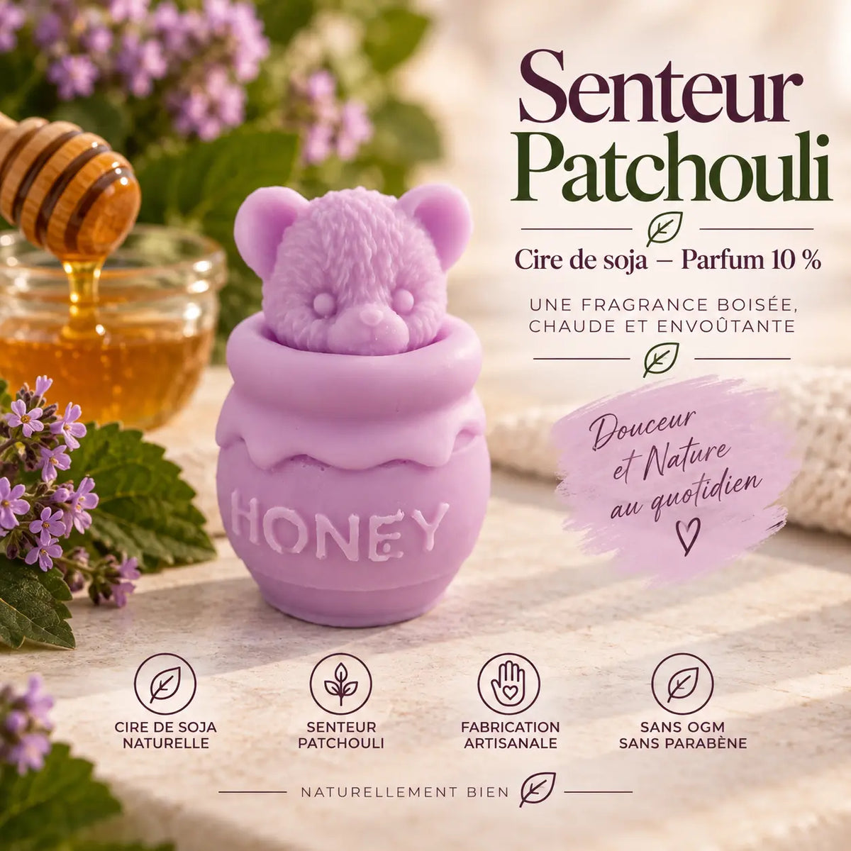 Fondant parfumé Patchouli en cire de soja – senteur boisée, terreuse et ambrée pour brûle-parfum – La Casa del José