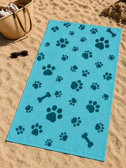Drap de plage microfibre 90x170 cm éponge ultra-absorbante, fond blanc