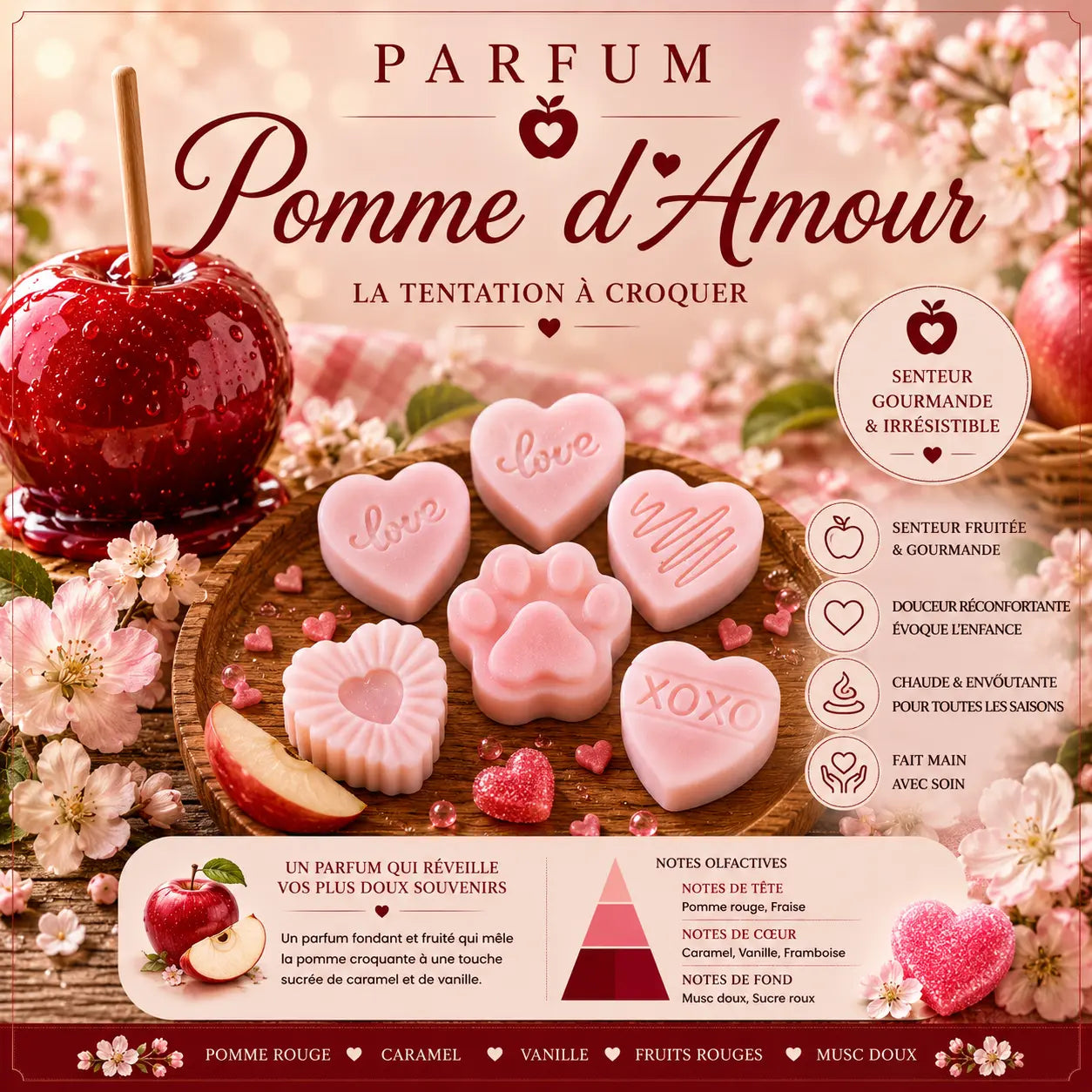Fondants Parfumés Pomme d'Amour Cire de Soja La Casa Del José