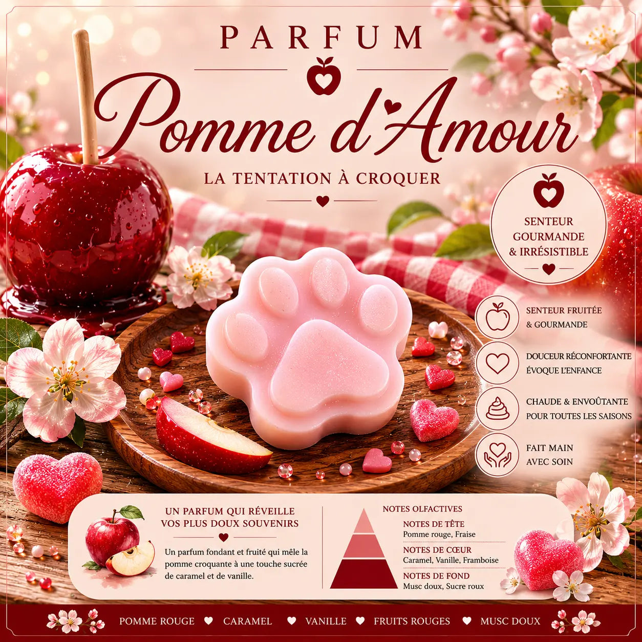 Fondants Parfumés Pomme d'Amour Cire de Soja La Casa Del José
