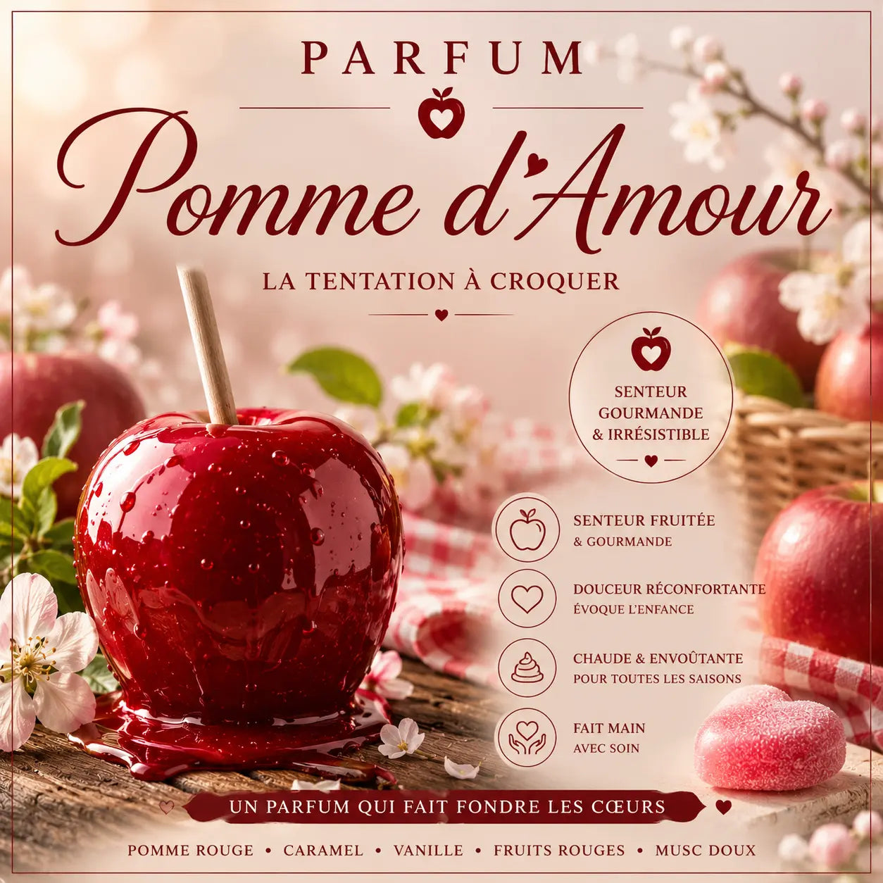 Fondants parfumés Pomme d'Amour à la cire de soja