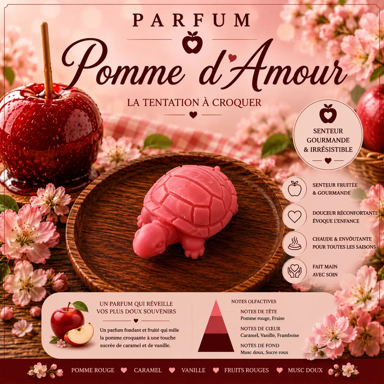 Fondants parfumés Pomme d’Amour à la cire de soja