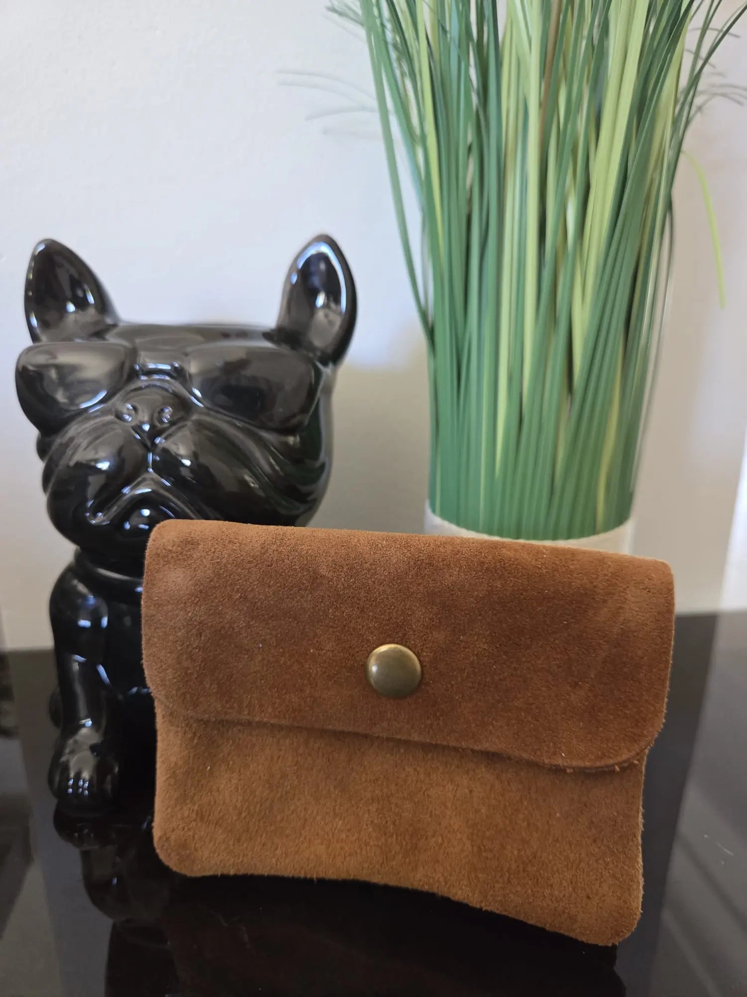 Porte-monnaie en cuir souple femme – Porte-cartes compact 12x9 cm avec zip et pression La Casa Del José