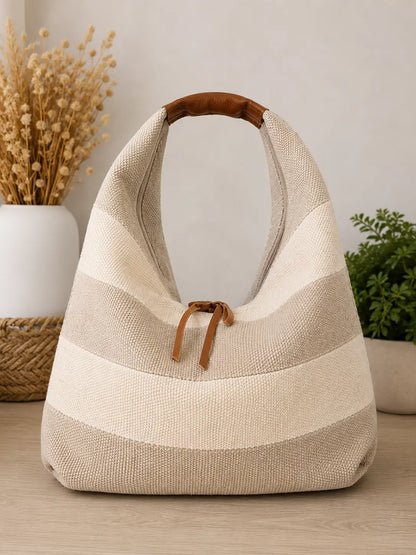Sac cabas bohème rayé en toile – Grand sac tendance femme La Casa Del José