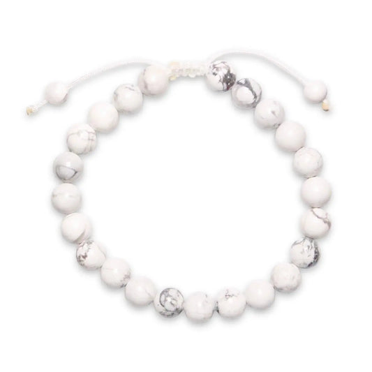Bracelet Shamballa en Howlite Blanche A – Sérénité et Équilibre Canouto