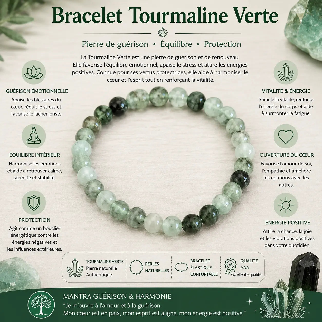 tourmaline verte, pierre de guerison