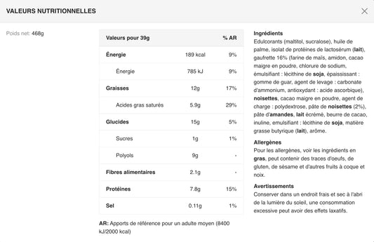 Nutramino Protein Wafer Noisette 40 g, gaufrette protéinée croustillante avec 21 g de protéines