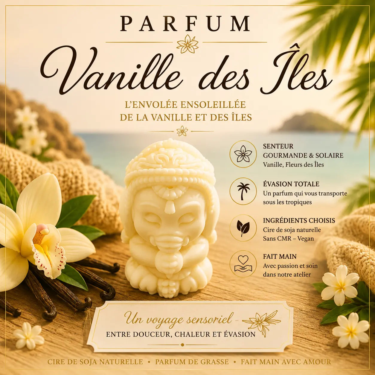 Fondants Parfumés Vanille des Îles Cire de Soja La Casa Del José