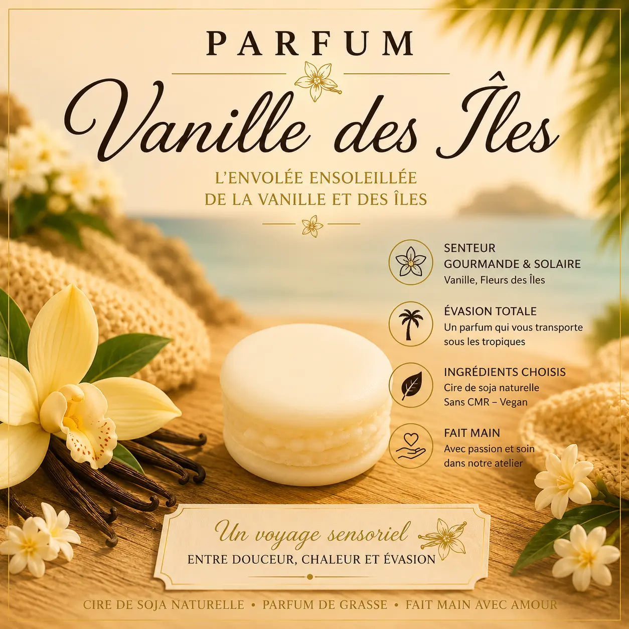 Fondants Parfumés Vanille des Îles Cire de Soja La Casa Del José