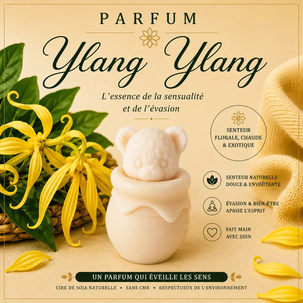 Fondants parfumés Ylang-Ylang à la cire de soja