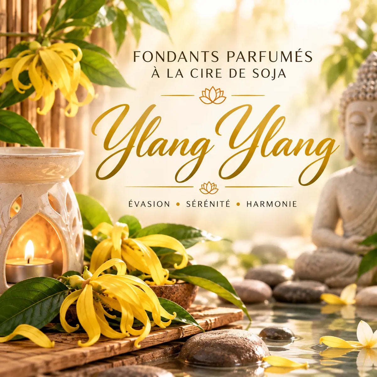 Fondants parfumés Ylang-Ylang en cire de soja artisanaux plusieurs modèles