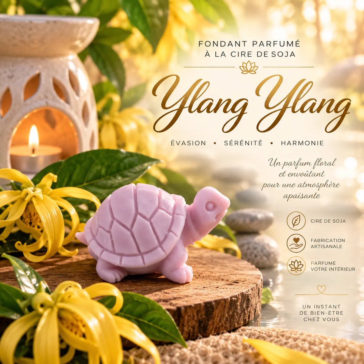 Fondants parfumés Ylang-Ylang en cire de soja artisanaux plusieurs modèles